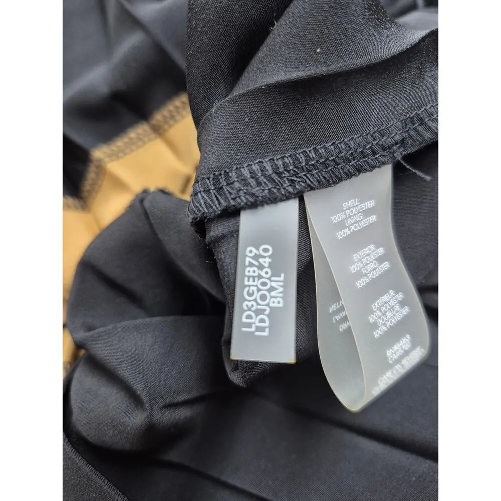 NWT $158. KARL LAGERFELD PARIS pleated skirt dress Blk/Tan/Cream Sz L Black Size L - Image 7