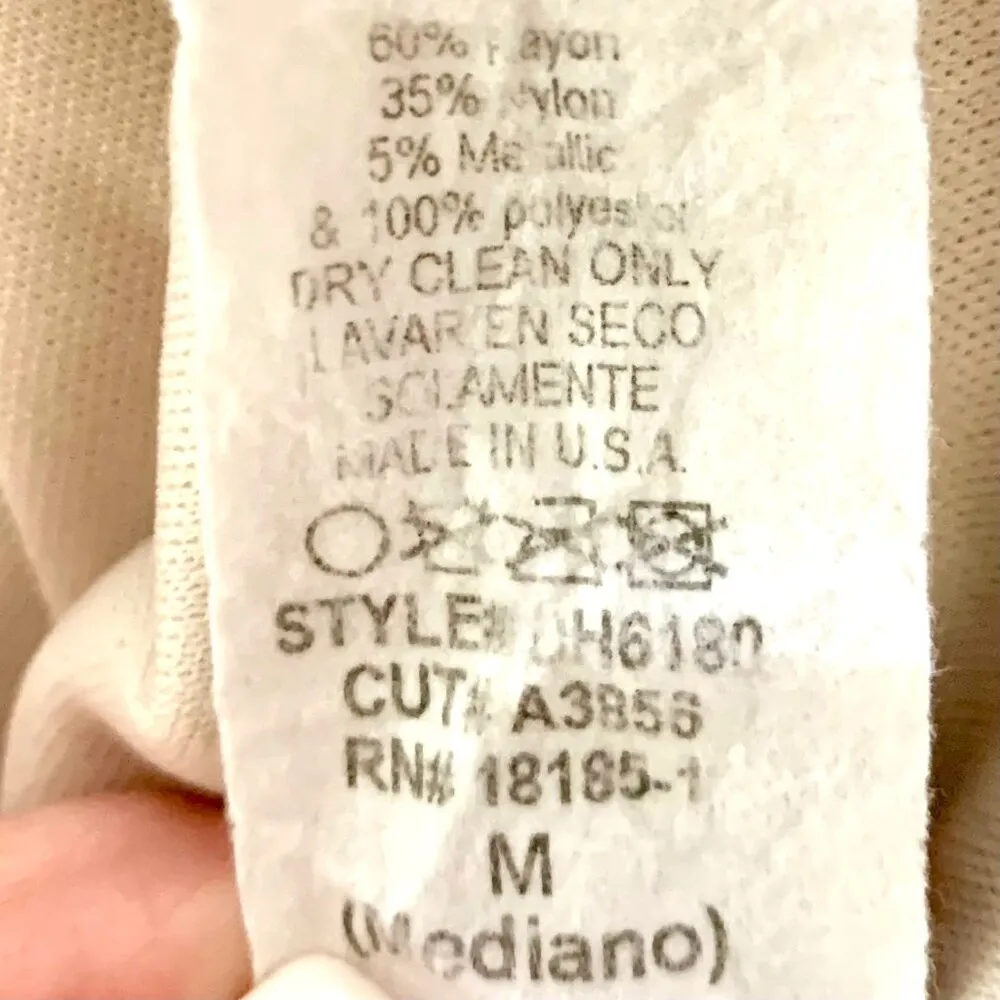 Audrey 3+1 Lace Cocktail Mini Dress M Bell Long Sleeves Scoop Neck Ivory Beige - Image 9