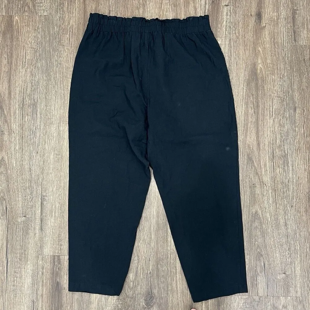 A New Day Size XXL Pants High Rise Tapered Ankle Pull On Black Cropped Women's - Image 4