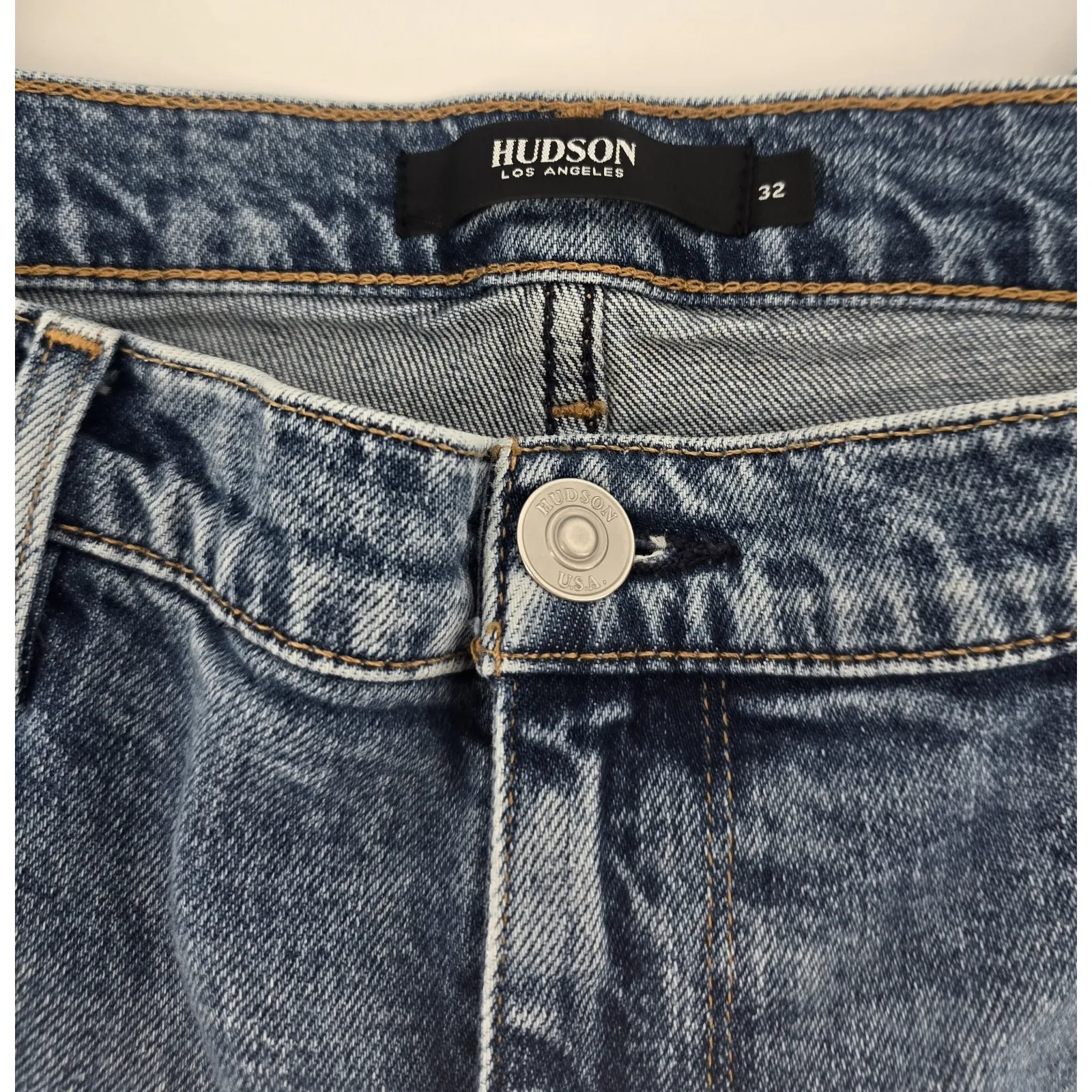 Hudson Jeans Holly Cropped Boot 32 Light Wash Distressed High Rise Festival Boho Blue Size undefined - Image 4