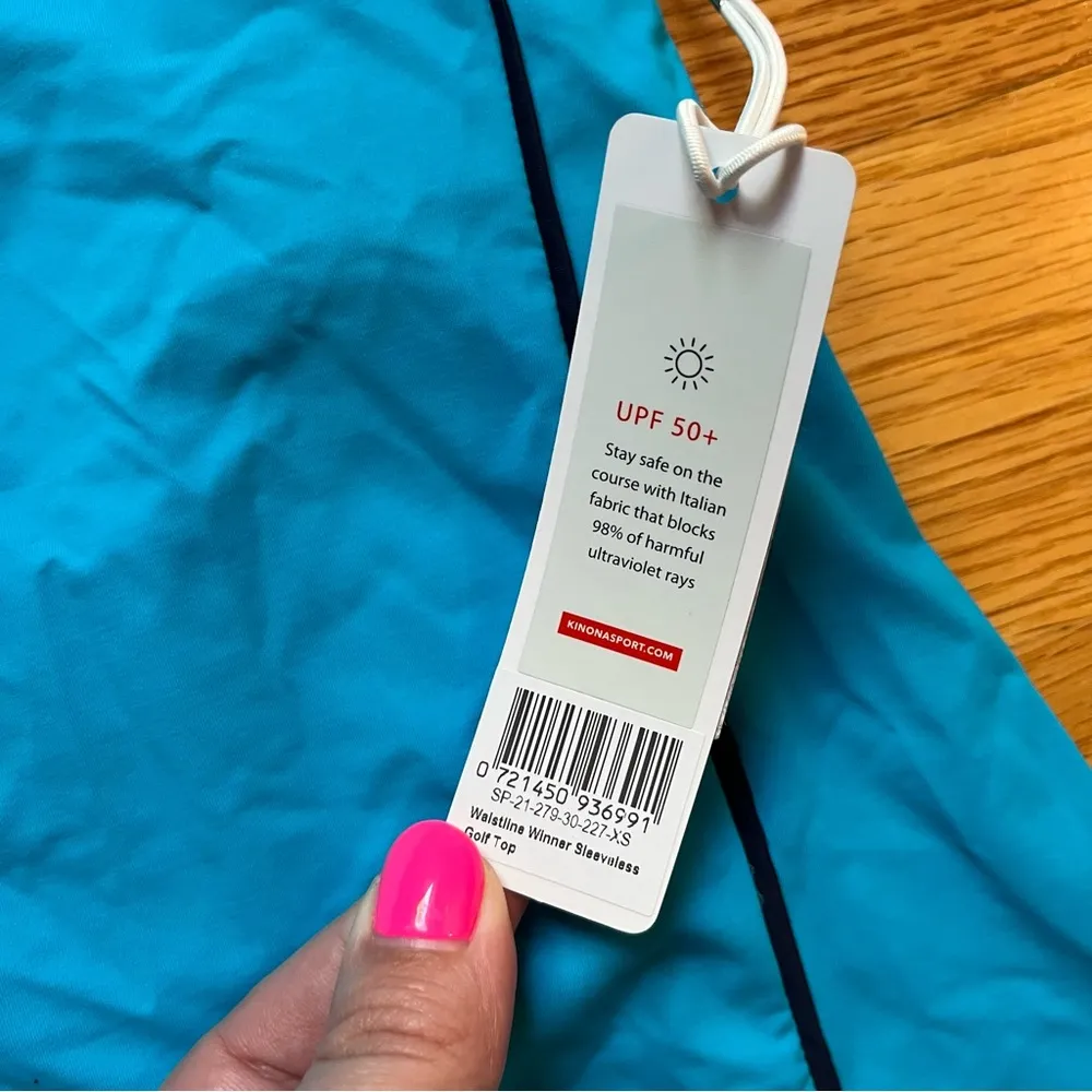 Kinona waistline winner sleeveless golf top in turquoise size XS Blue - Image 3