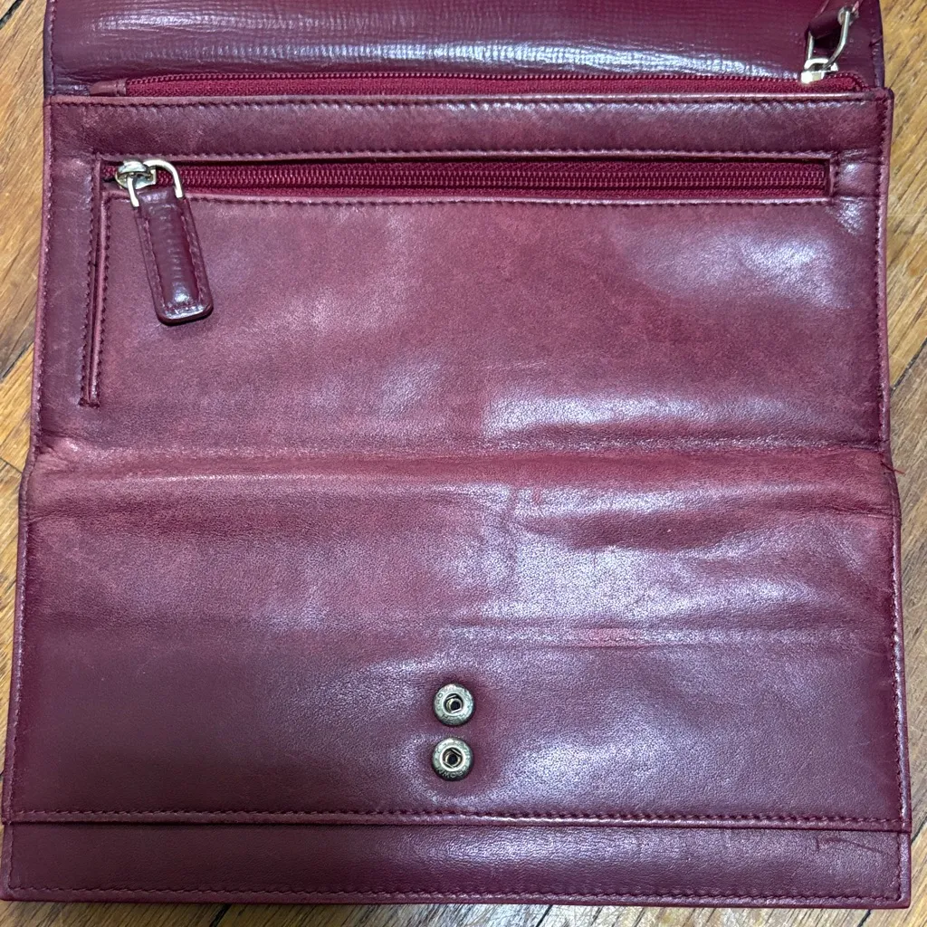 Céline Dion Burgundy Leather Wallet Red - Image 8