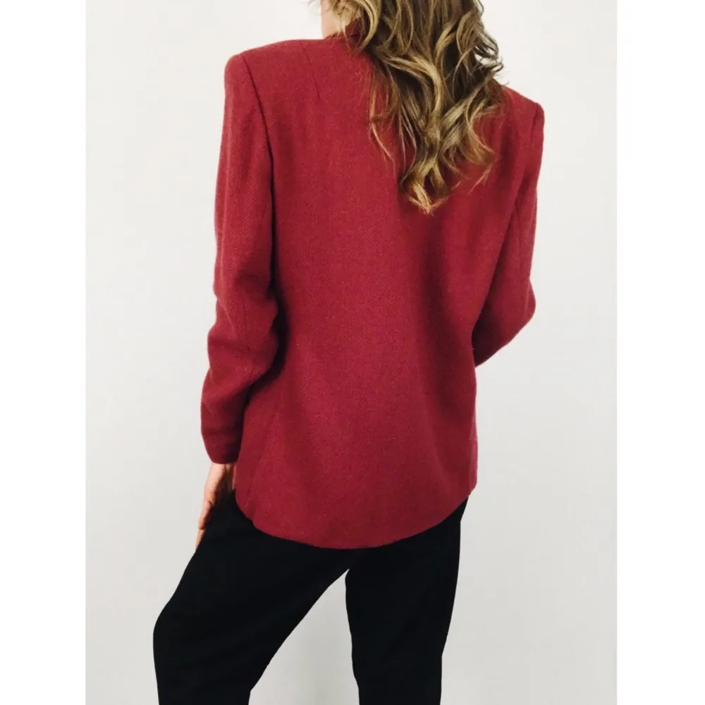 Vintage Single Breasted Pure Wool Blazer | Size M Red Size M - Image 8