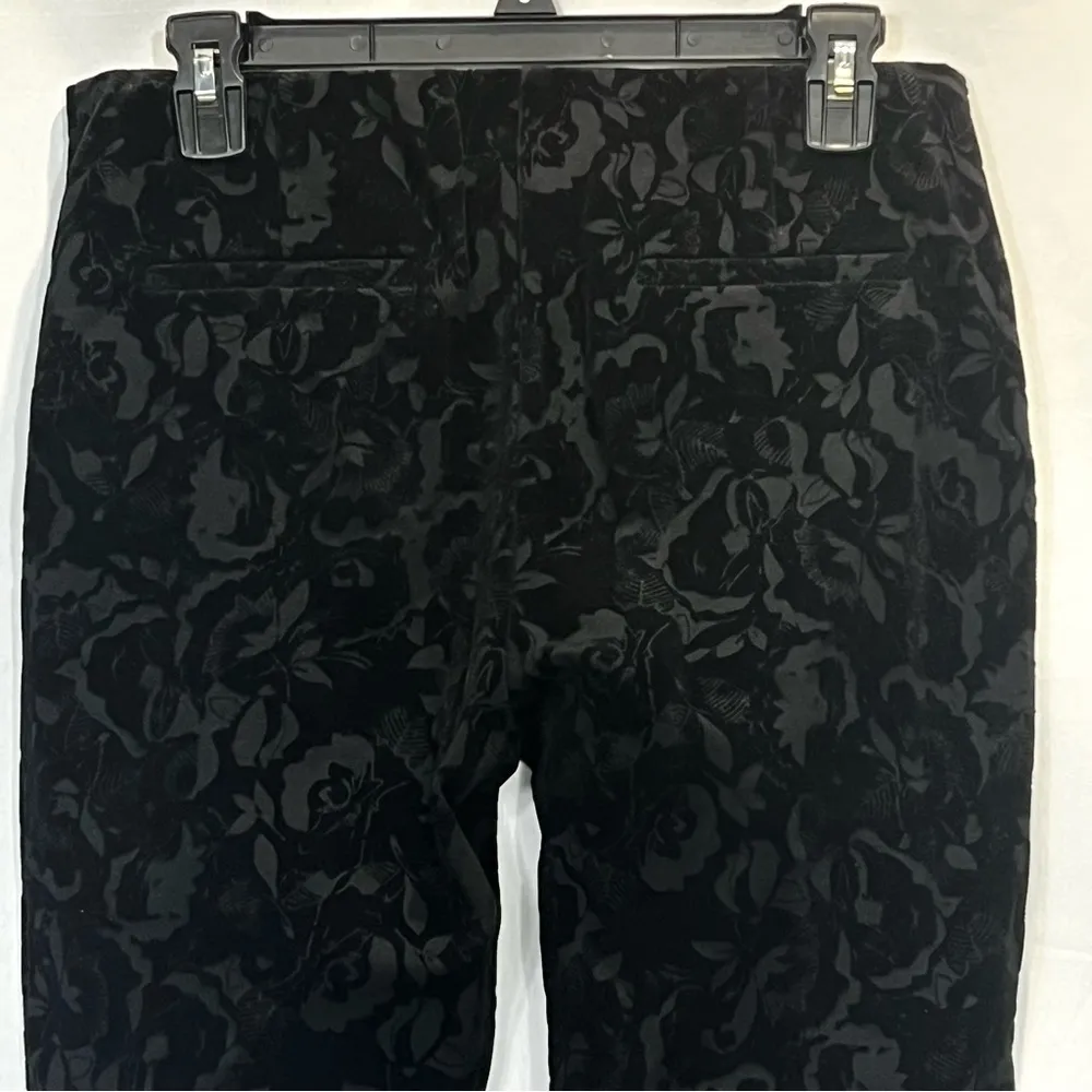 Alfani Ponte Velvet Floral Black Skinny Pants Size 4 - Image 7