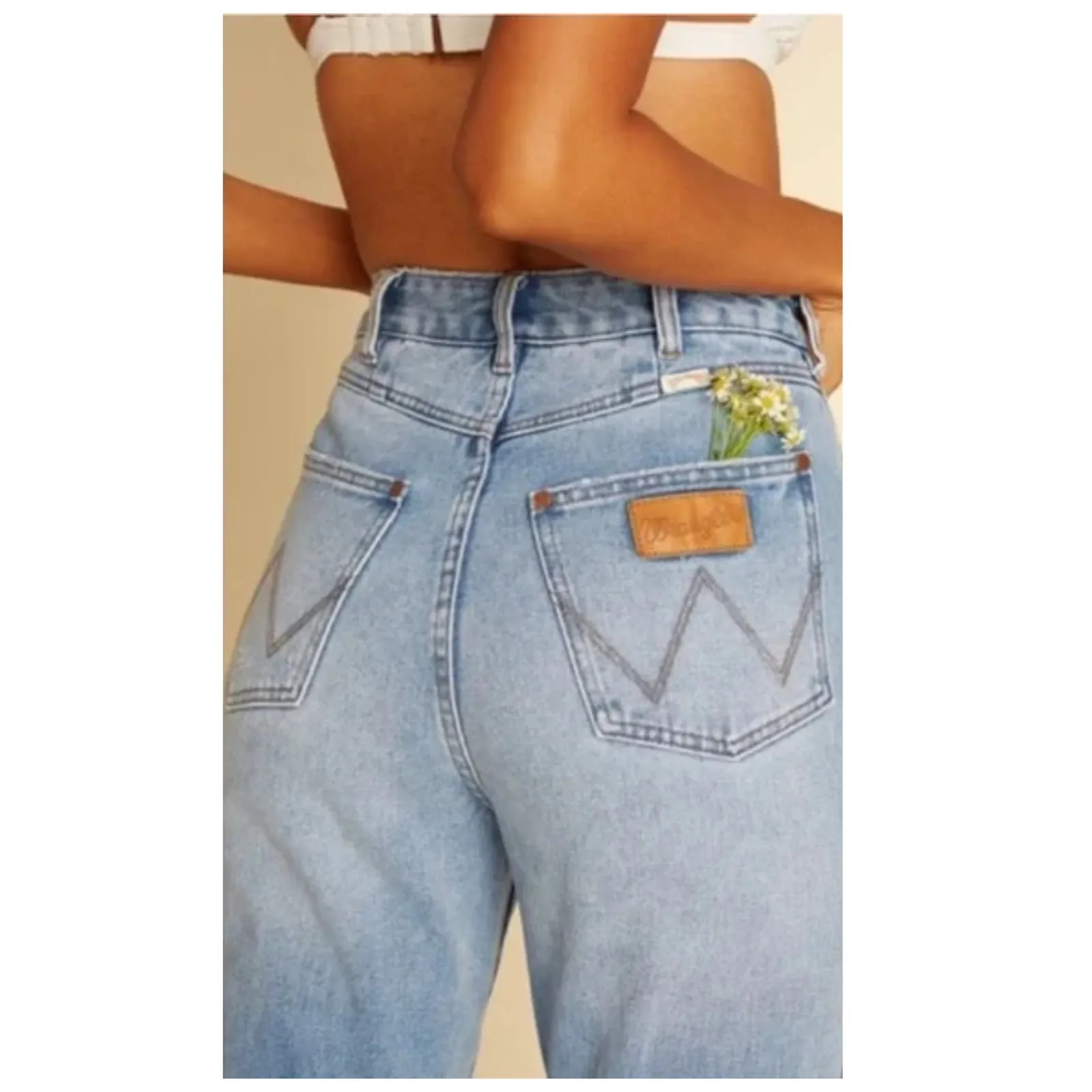 Billabong x Wrangler Patch Flare Jeans Size 25 Blue - Image 3