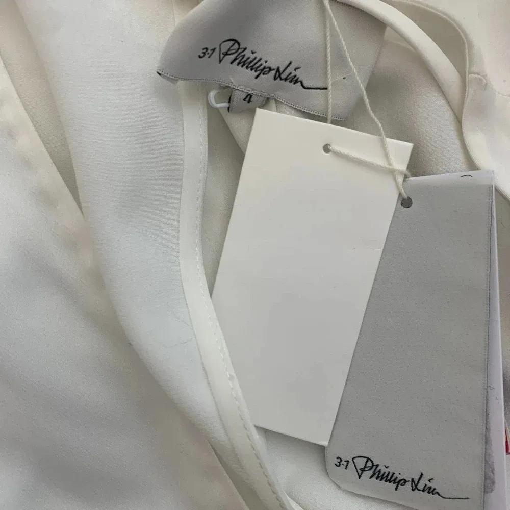 3.1 Phillip Lim Blouse Long Sleeve Empire Waist Satin White Size 4 *Stained - Image 9