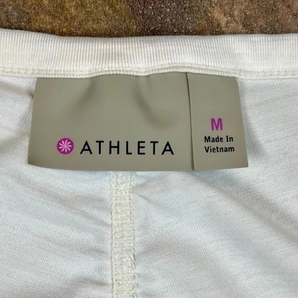 Athleta White Half Zip Running Long Sleeve Thumbs Holes Active Top Medium - Image 9
