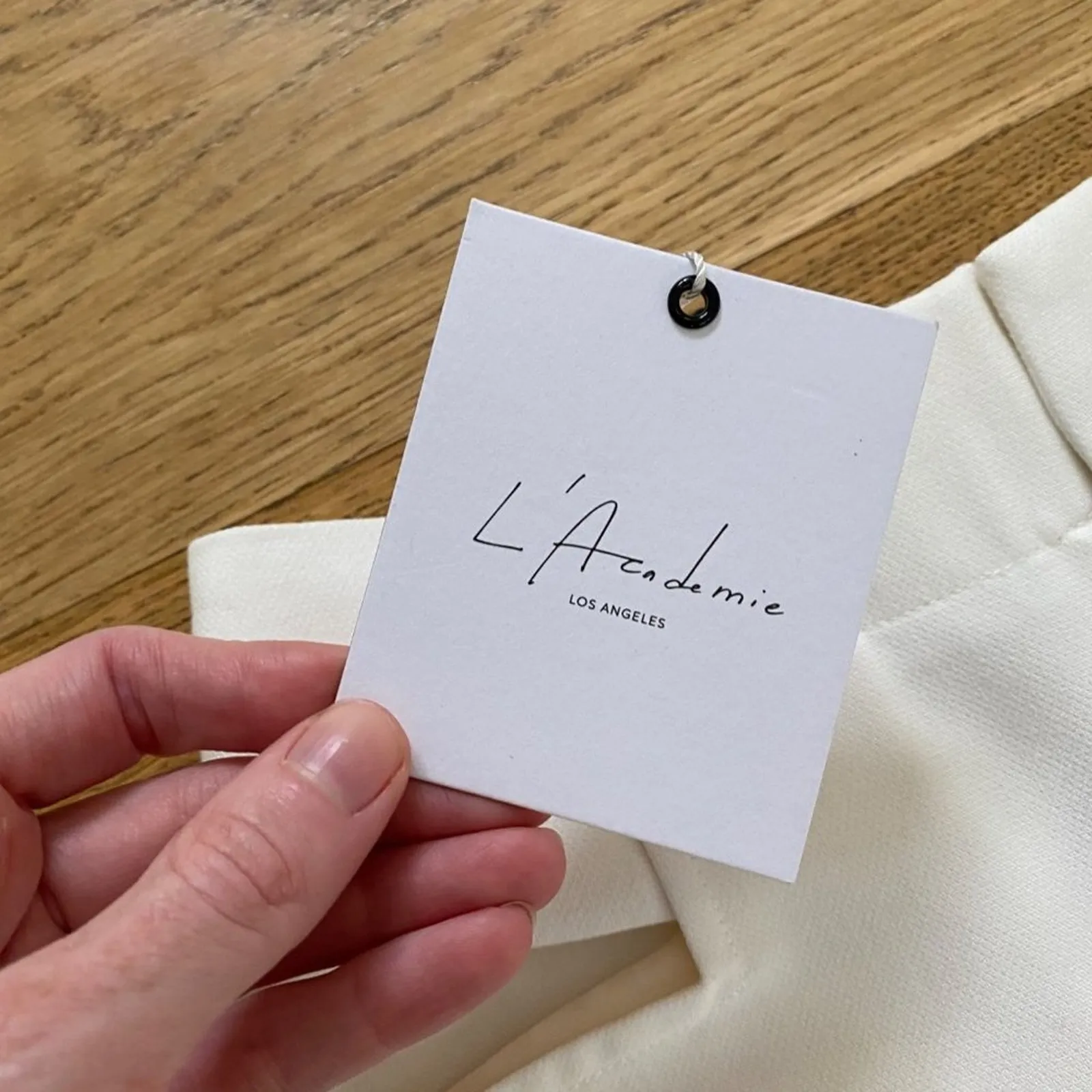 L'Acadamie High Waist Back Ankle Zip Pants in Ivory - Image 6