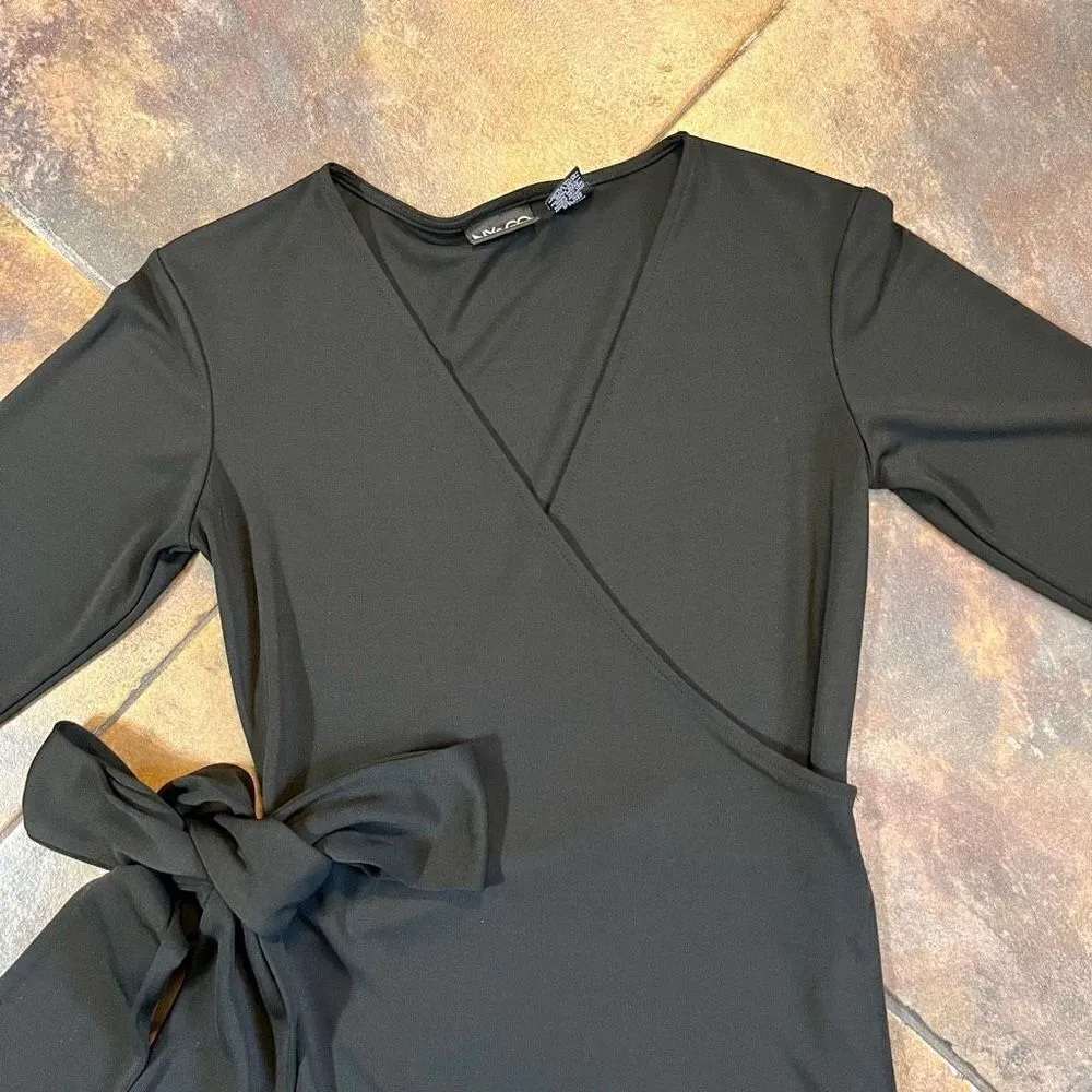 New York and Company Black Long Sleeve Wrap Dress XS Black - Image 2