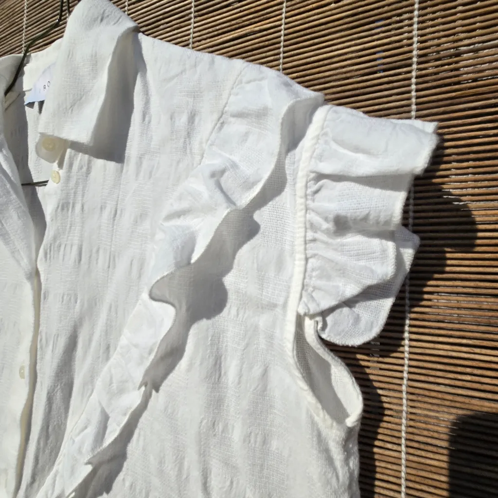 IRO jeans ecru colored ruffle Cotton blouse size XS - Image 7