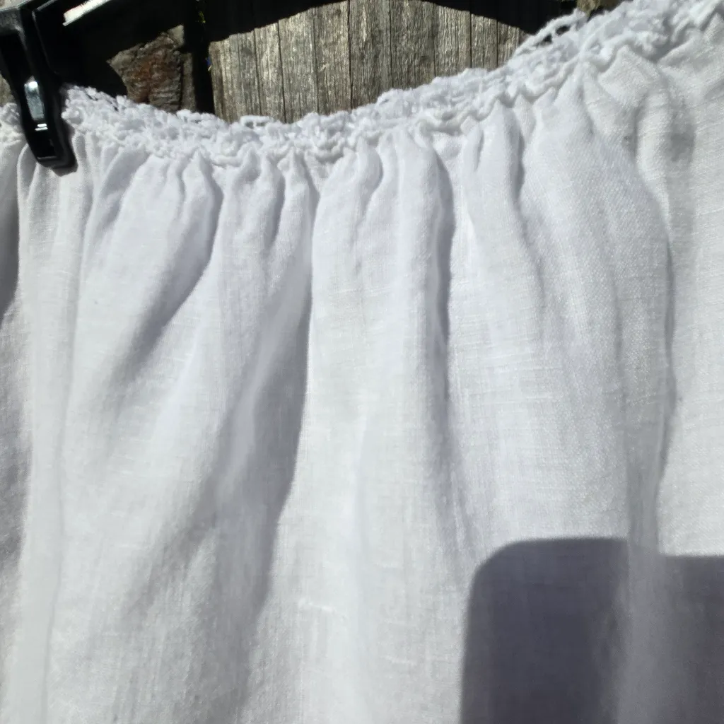 White Linen Maxi Slip Skirt Small - Image 4