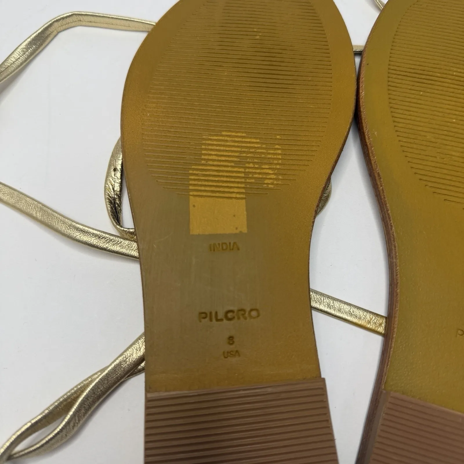 Anthropologie Pilcro Gold Metallic Gladiator Lace Up Sandal Size 8 Tassels - Image 9