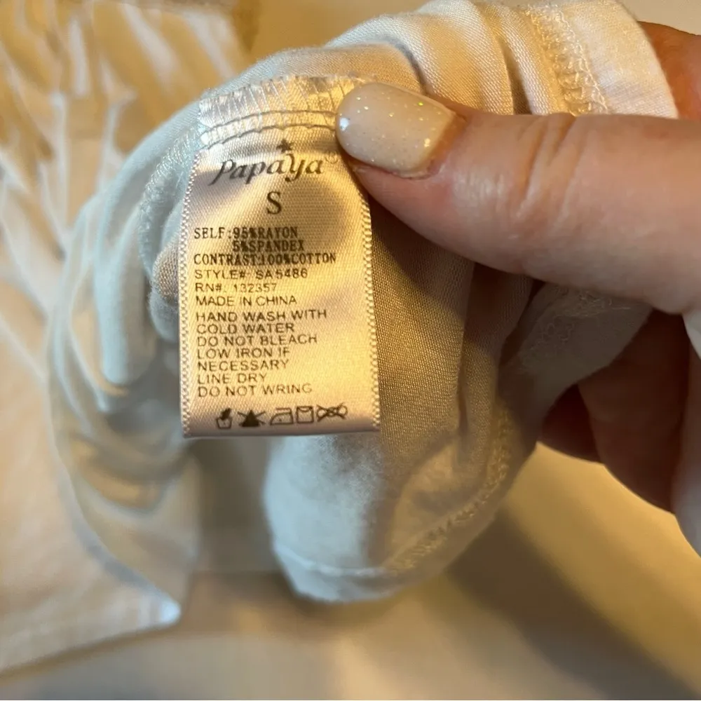 Papaya Womens Size Small Cream Sleeveless Blouse Upper Crochet Cotton Bottom Top - Image 3