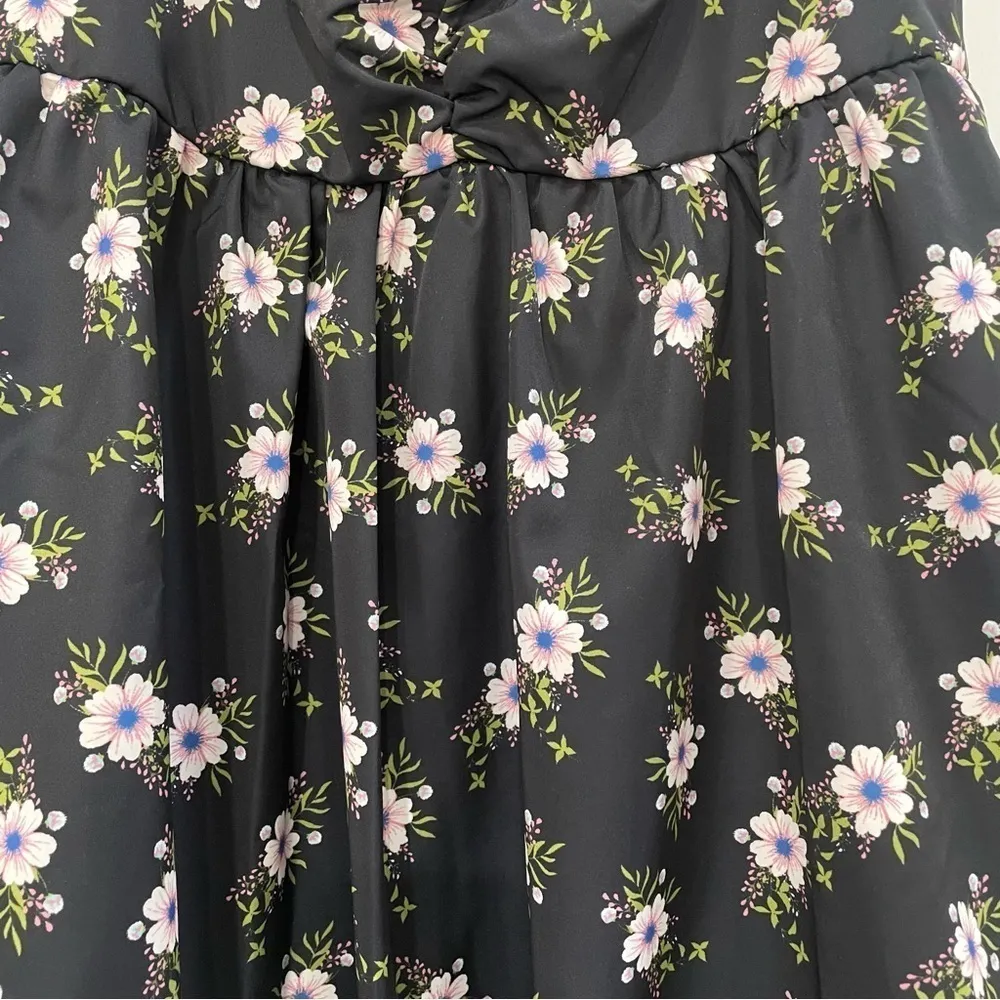 NWT Free People Black Floral Bubble Babdydoll Dress Size L - Image 8