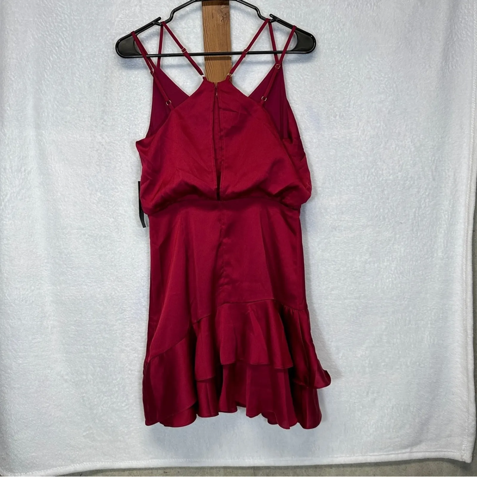 Lulu’s‎ On The Floor Fuchsia Satin Sleeveless Ruffle Mini Dress Size S - Image 6