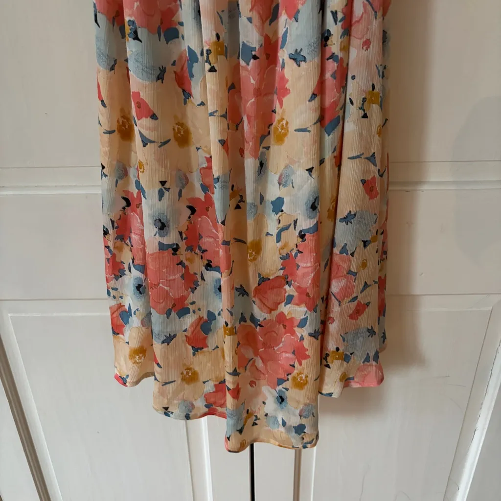 Hello Molly Field of Memories Midi Dress Floral Print Multi Smock Cutout Size 6 - Image 12