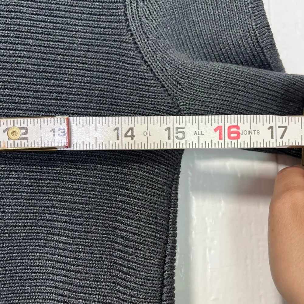 Theyskens’ Theory Silk Rib Knit Ripped Shredded Sleeve Sweater size small Gray - Image 9