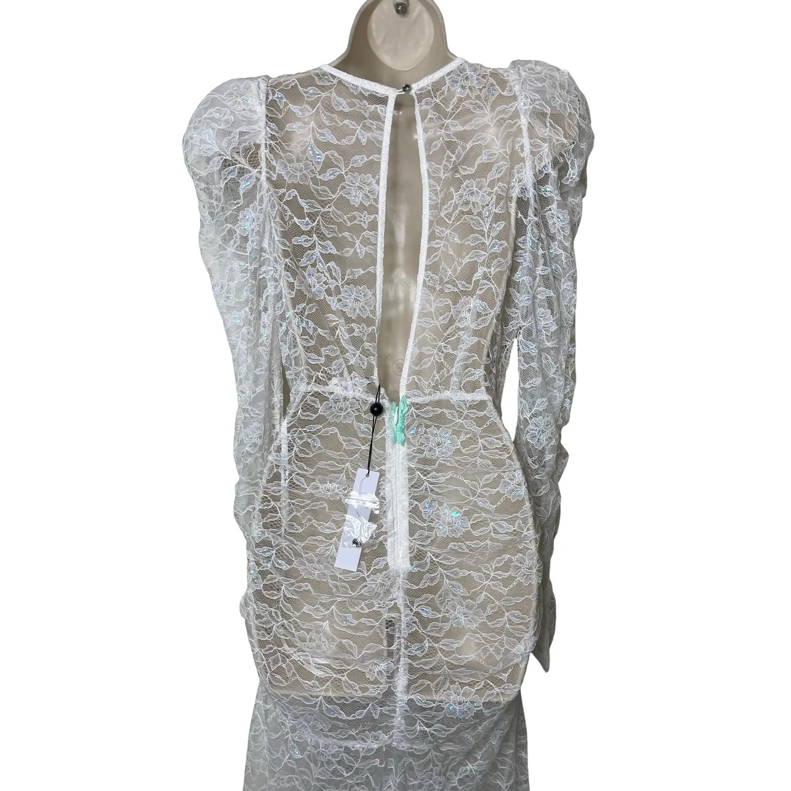 For Love and Lemons white floral lace maxi dress sz XS - Image 8