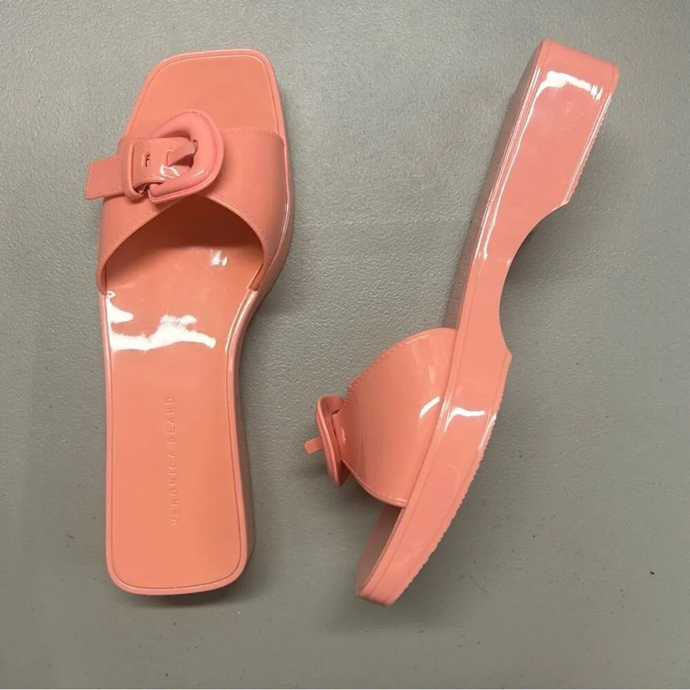 Veronica Beard Davina Jelly Slide Sandal  Dragon Fruit Pink Buckle Women Size 9 - Image 2