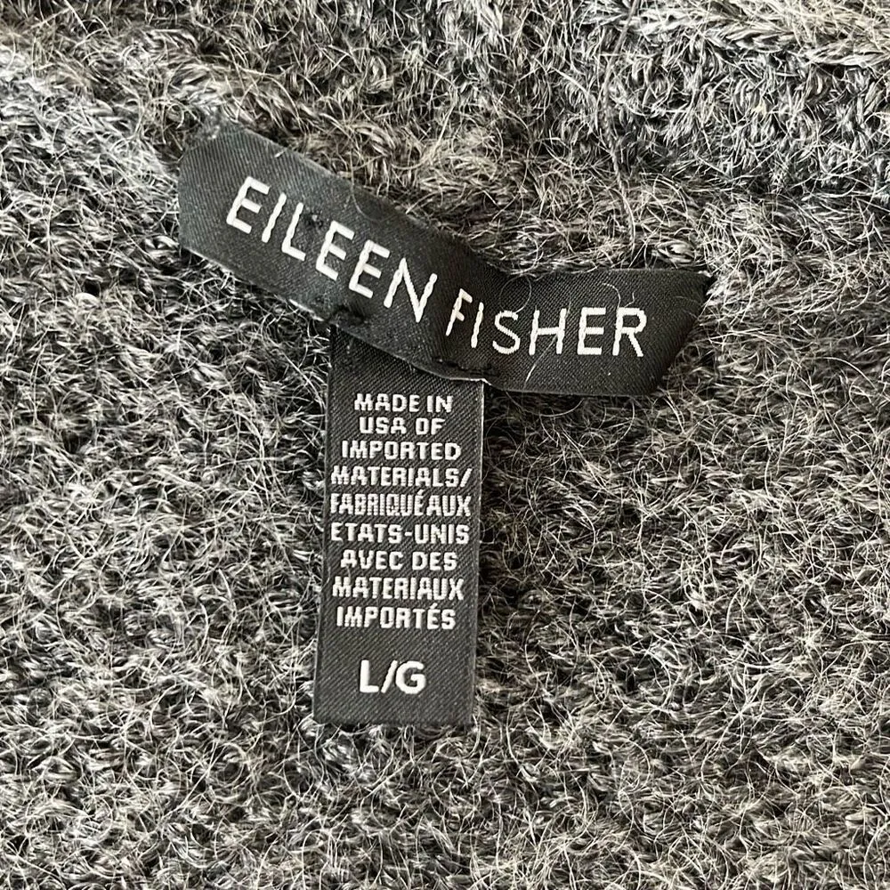 Eileen Fisher Womens Extraline Wool Blend Heavy Cardigan Sweater Charcoal Grey L - Image 6