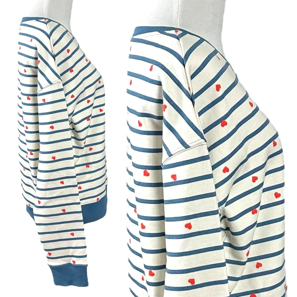 Pact Organic Slouchy Sweatshirt Size Small Preppy Spring Hearts Stripes NWT - Image 4