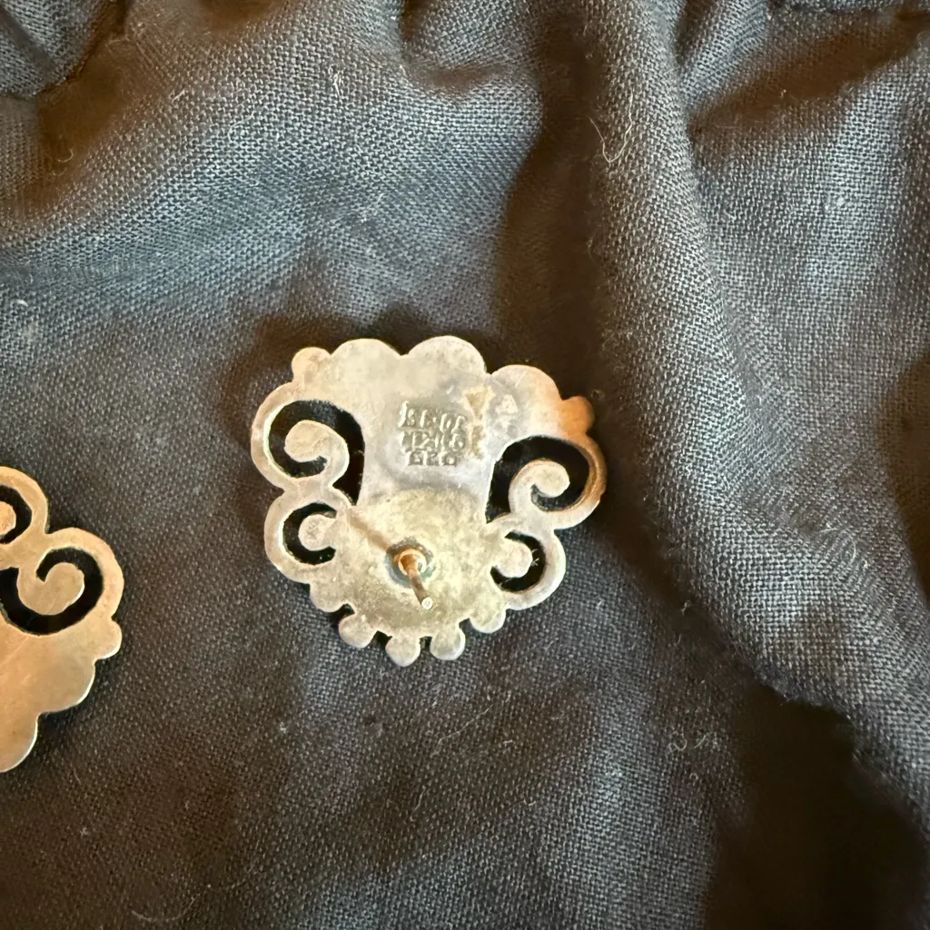 SS Vintage Taxco Mexico Earrings Silver - Image 4