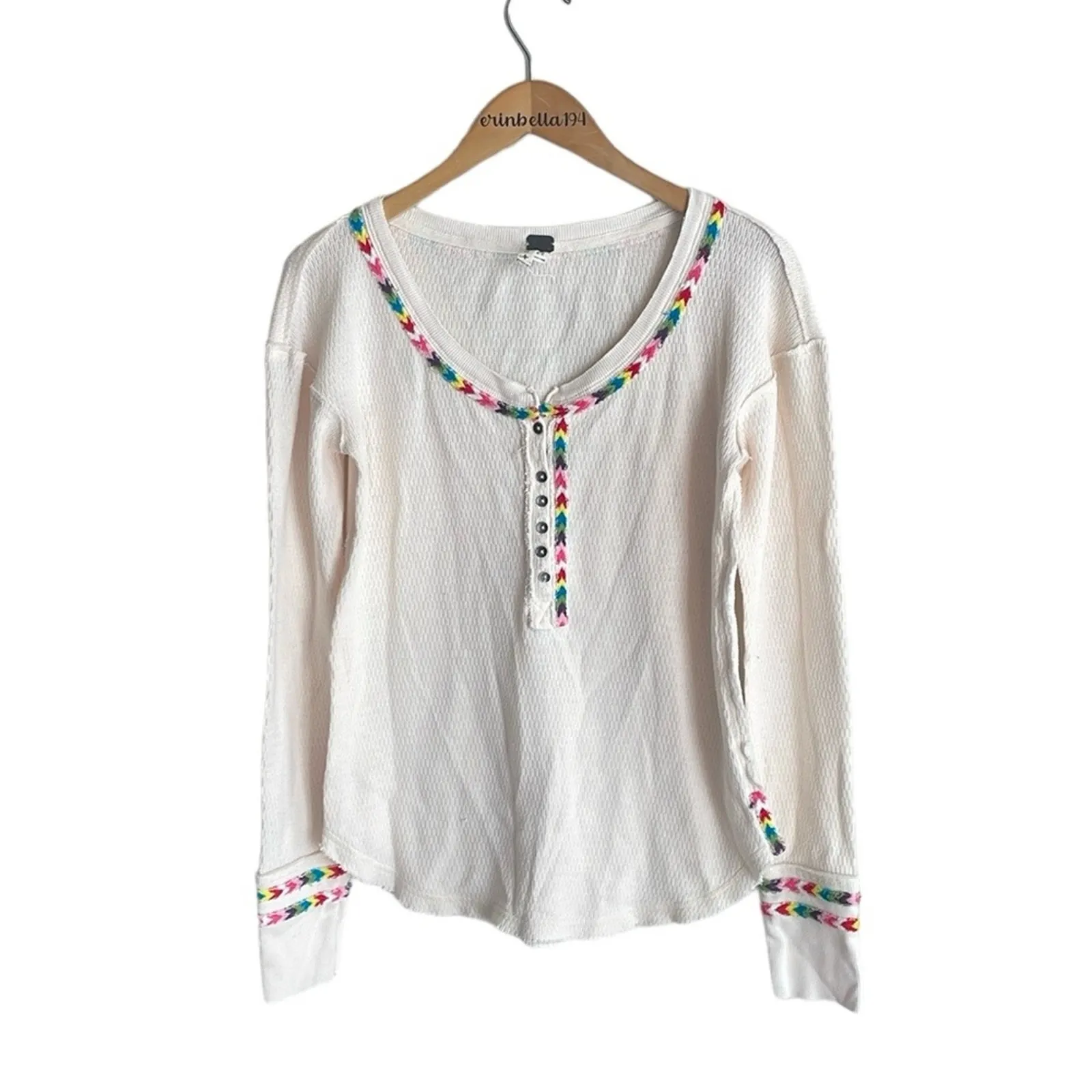 Free People Rainbow Thermal Top in Ivory - Image 3