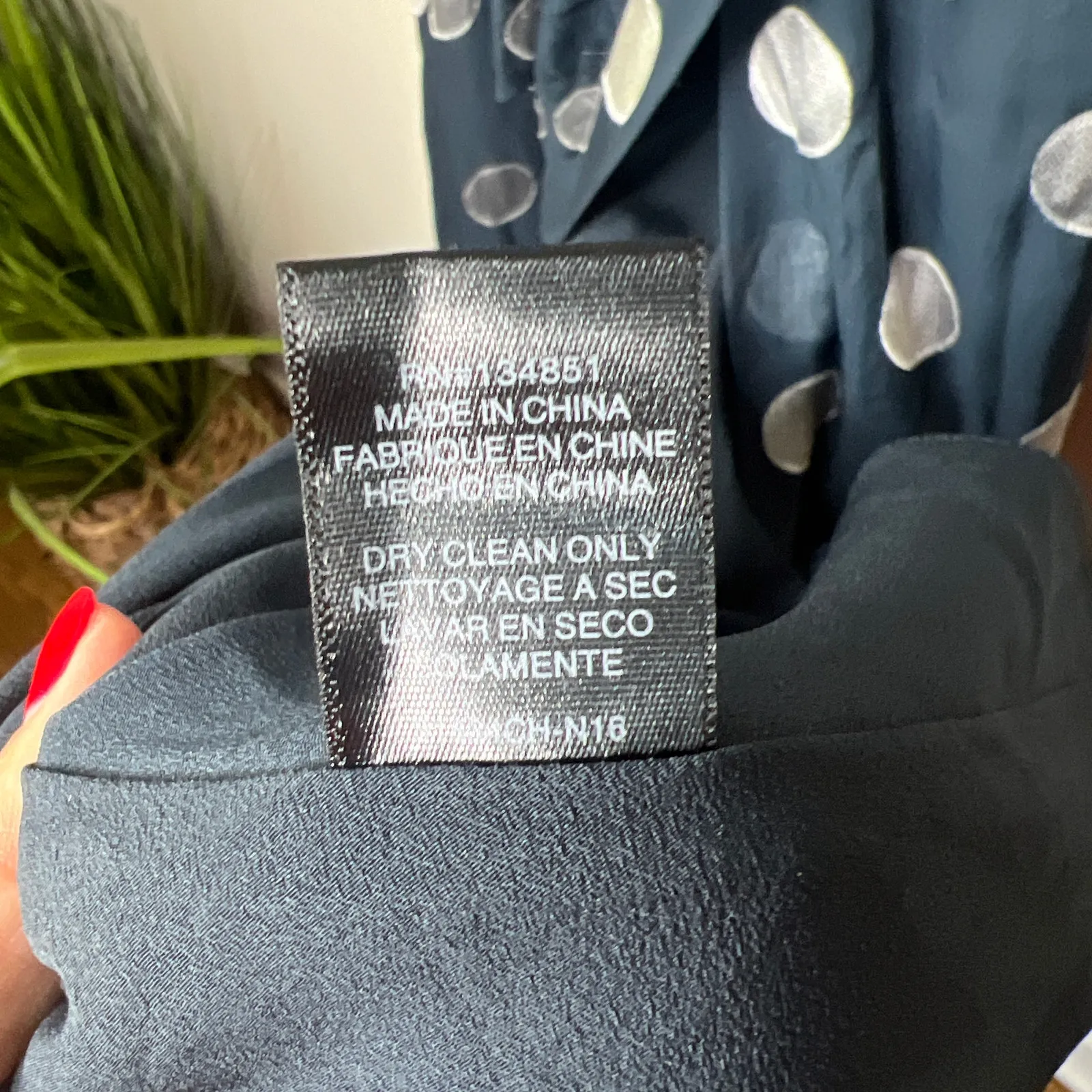 Charles Henry BRAND NEW Navy‎ Polka Dot Wrap Dress Size Large Sheer Long Sleeves - Image 9