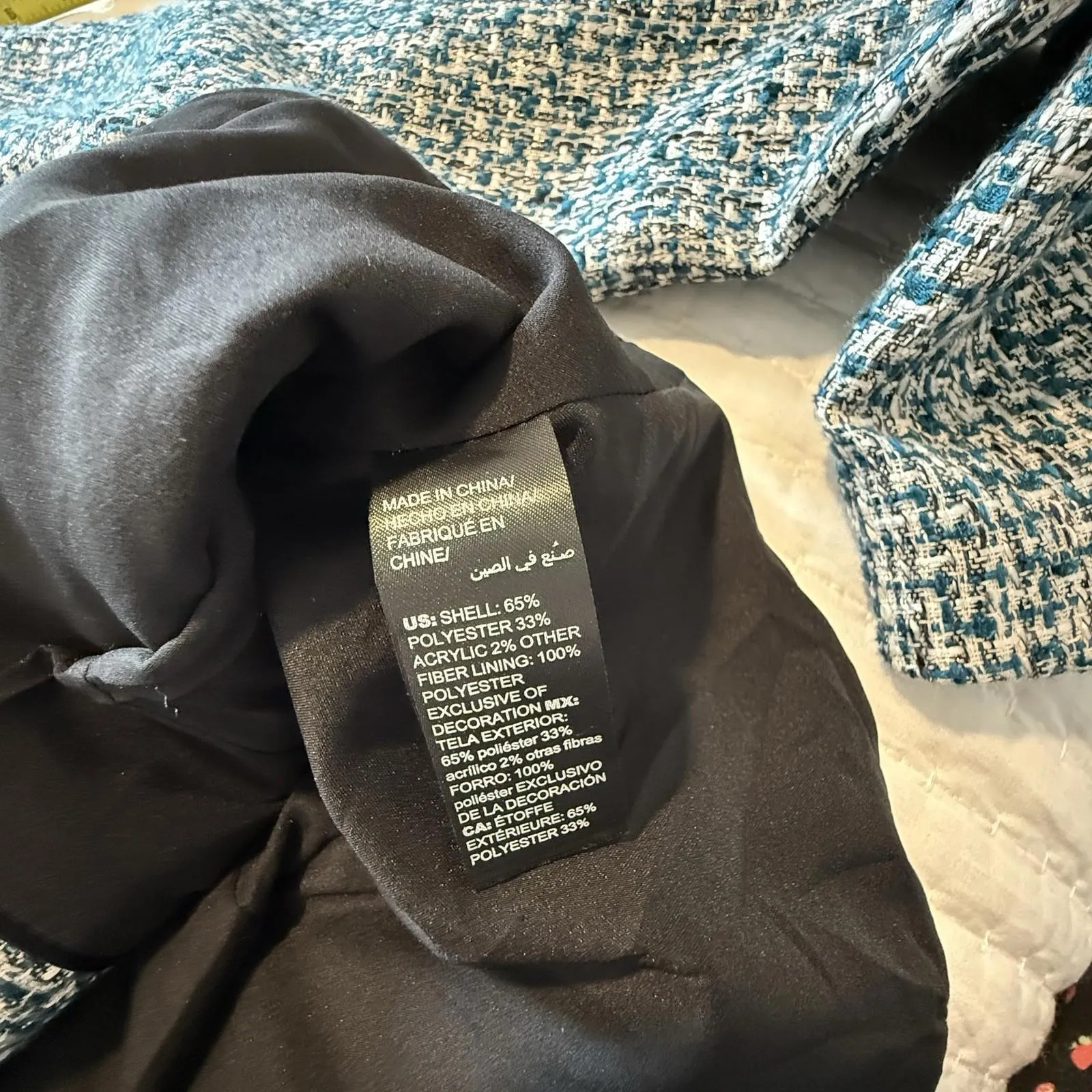 WHBM Tweed Moto Jacket Collared Zip Front River Teal Women’s Sz 14 NWT - Image 7