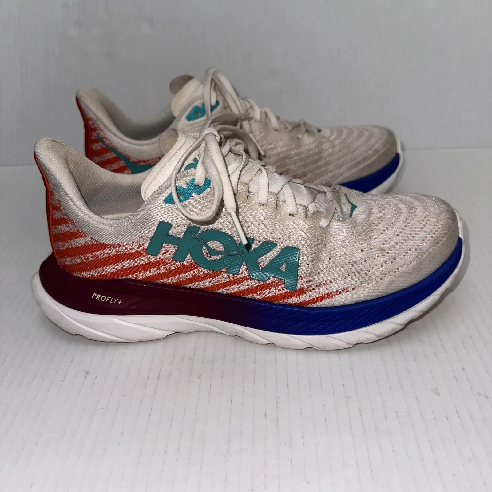 HOKA Mach 5 Running Shoes Womens 9 White Orange Blue PROFLY+ Lightweight - Image 3