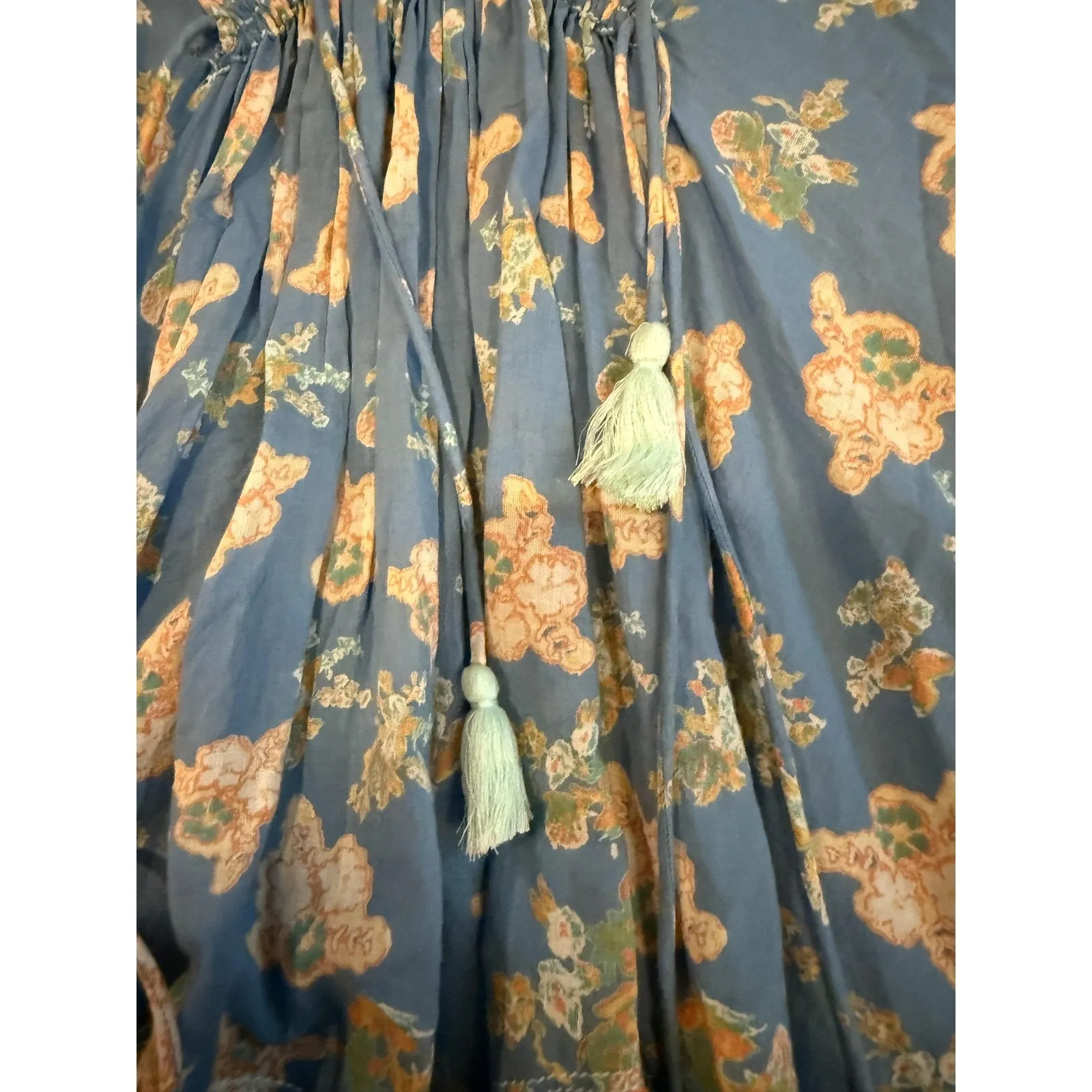 Free People Dress Womens XS Floral Boho Mini Tassel Lace-Up Pockets OB1666374 - Image 7