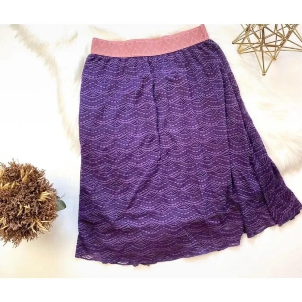 Womens Lularoe Lace Lola Purple & Pink Sweetheart Skirt - Sz M - Image 3