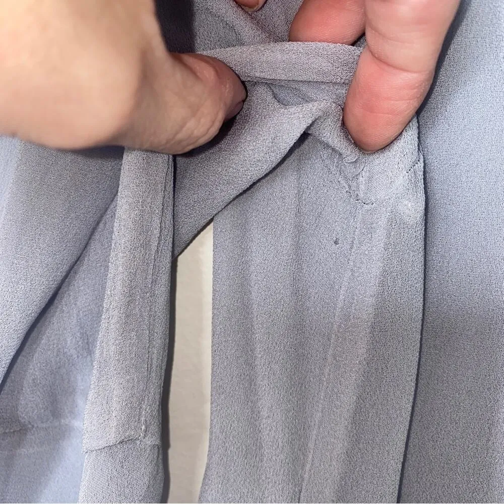 Anthropologie Ghost London Blue Gray Romantic Boho Bell Sleeves Lace-up Dress XS - Image 9