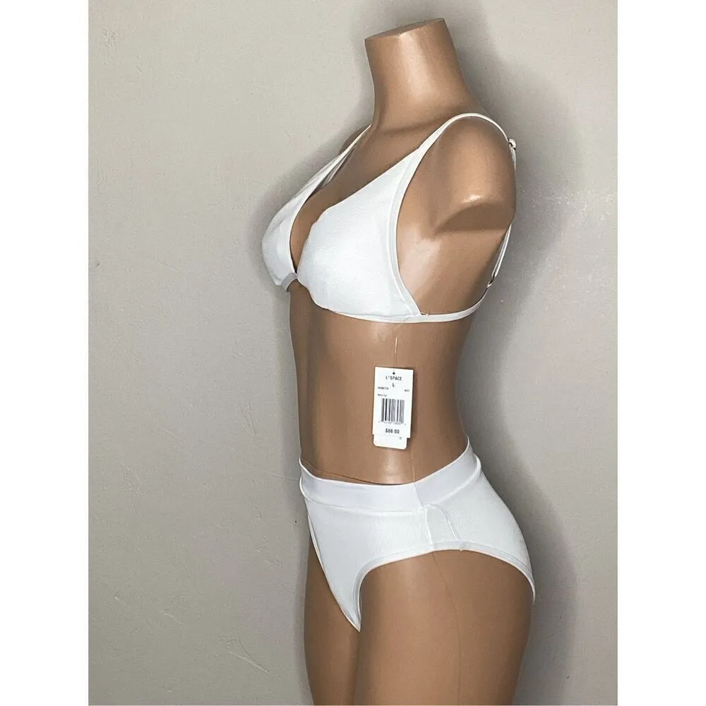 L*SPACE  white ribbed bikini set. Large. Retails $ $187 - Image 4