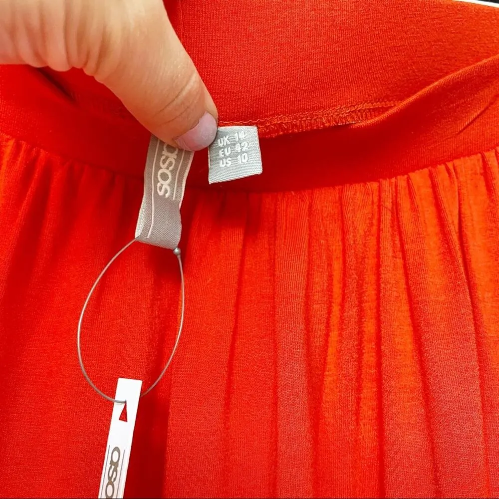 ASOS Bright Coral Red Pocket Skirt Size 10 - Image 6