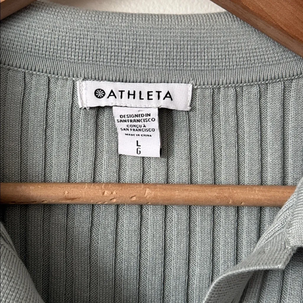 Athleta L Aqua Blue Ribbed Long Sleeve Sweater - Image 4