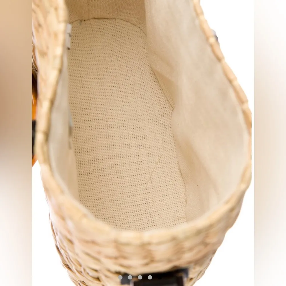 Poolside Ashleigh Straw Rattan Bag Acrylic Lucite Handle Shoulder Bag Strap - Image 4