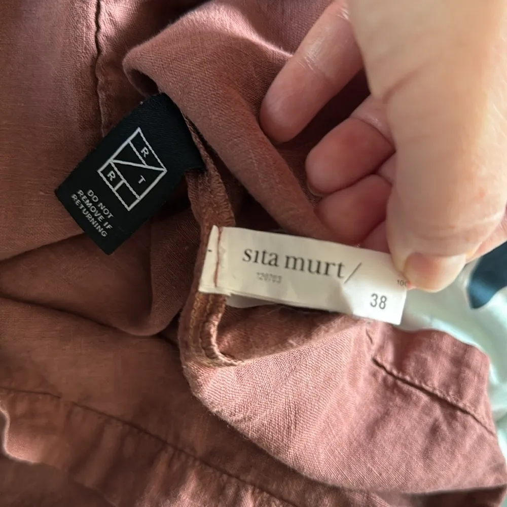 SITA MURT Linen Button Down Ruffle Top Rose In Pink 38 - Image 7