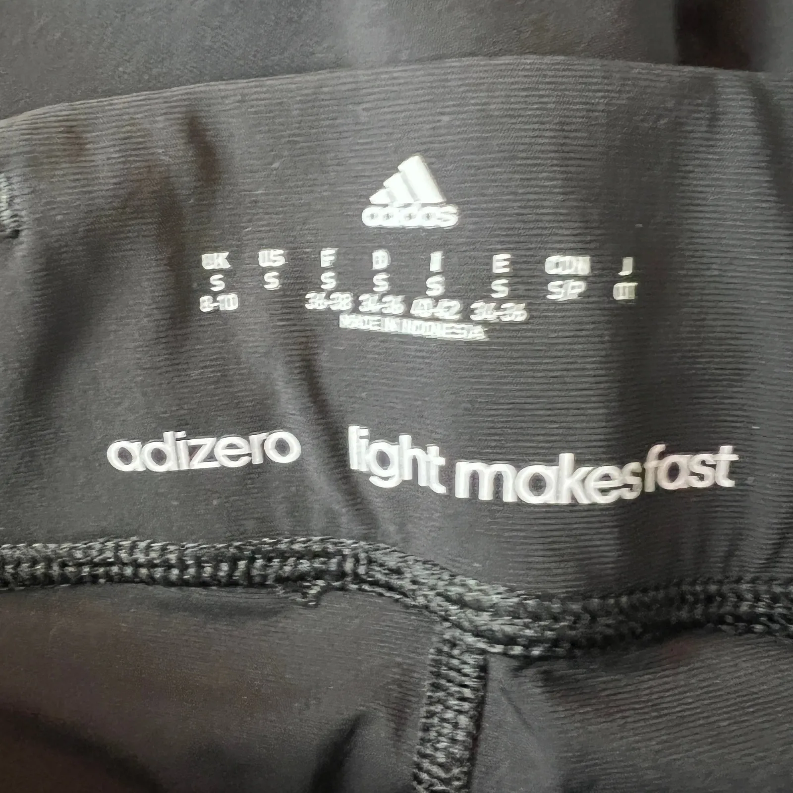 Adidas Adizero Light Makes Fast Athletic Wear Black Leggings Size S - Image 2