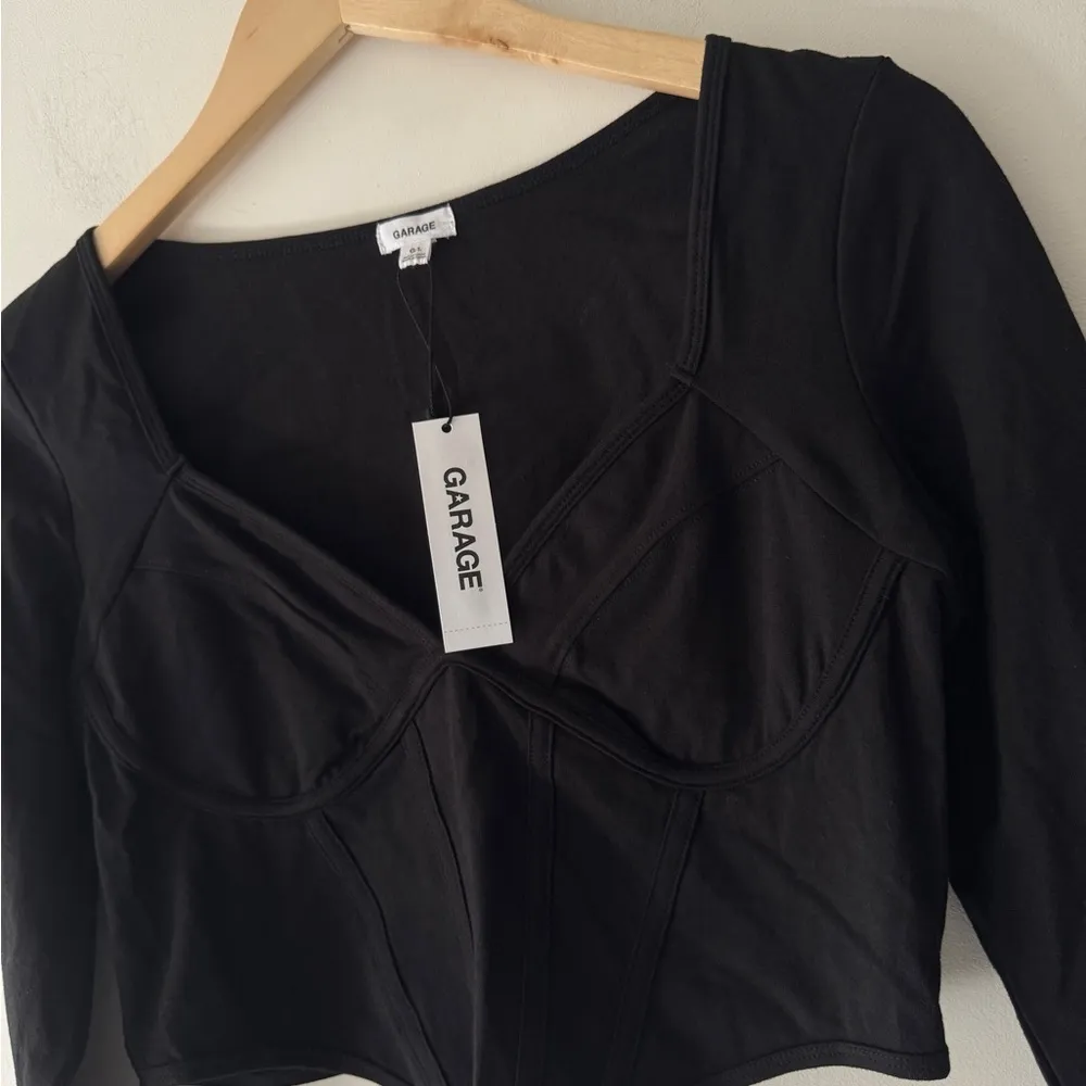 NEW!! Garage Black Long Sleeve Corset Crop Top - Image 2