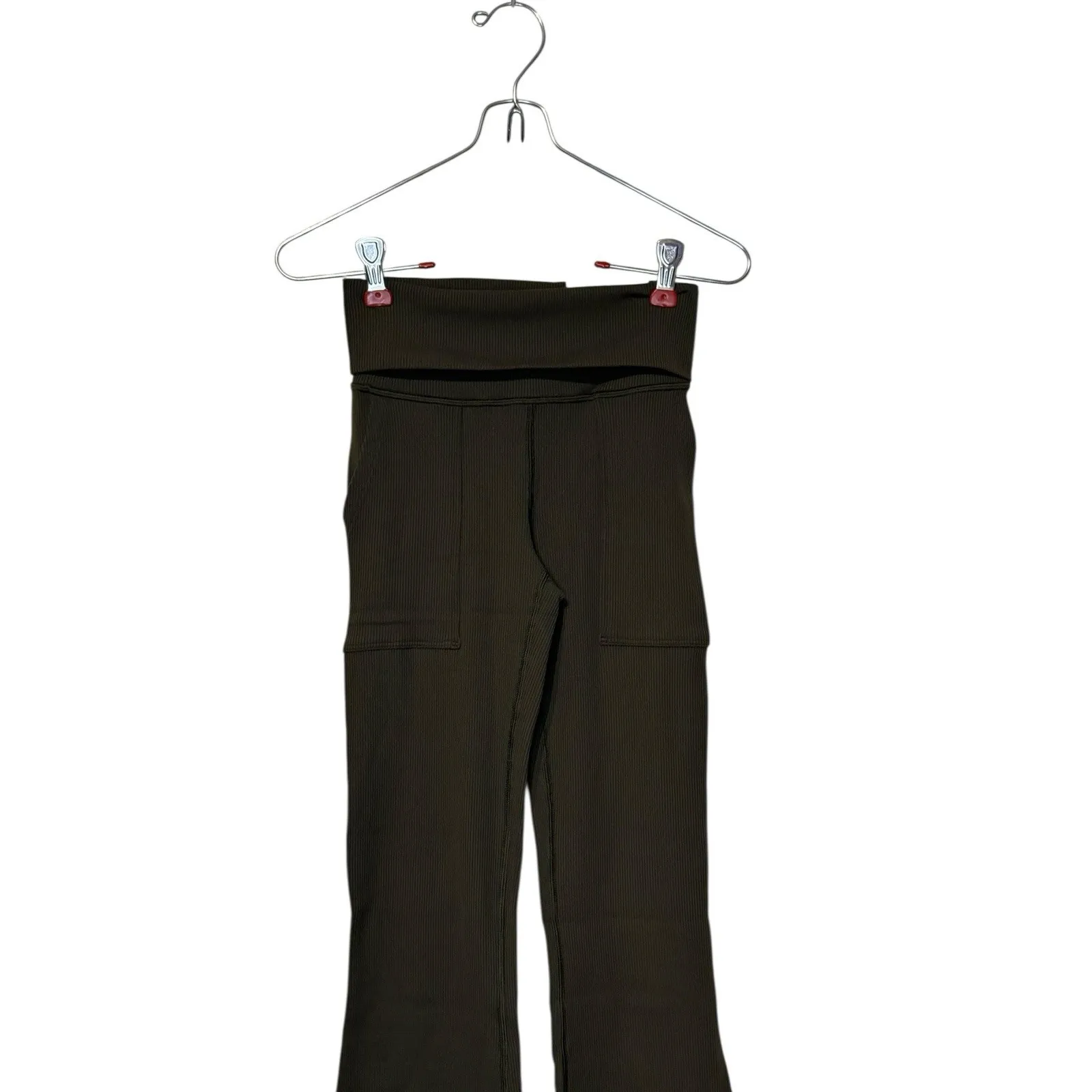 Aerie Offline Women's Leggings Foldover Low Rise Flared Leg Green Small NWT - Image 4