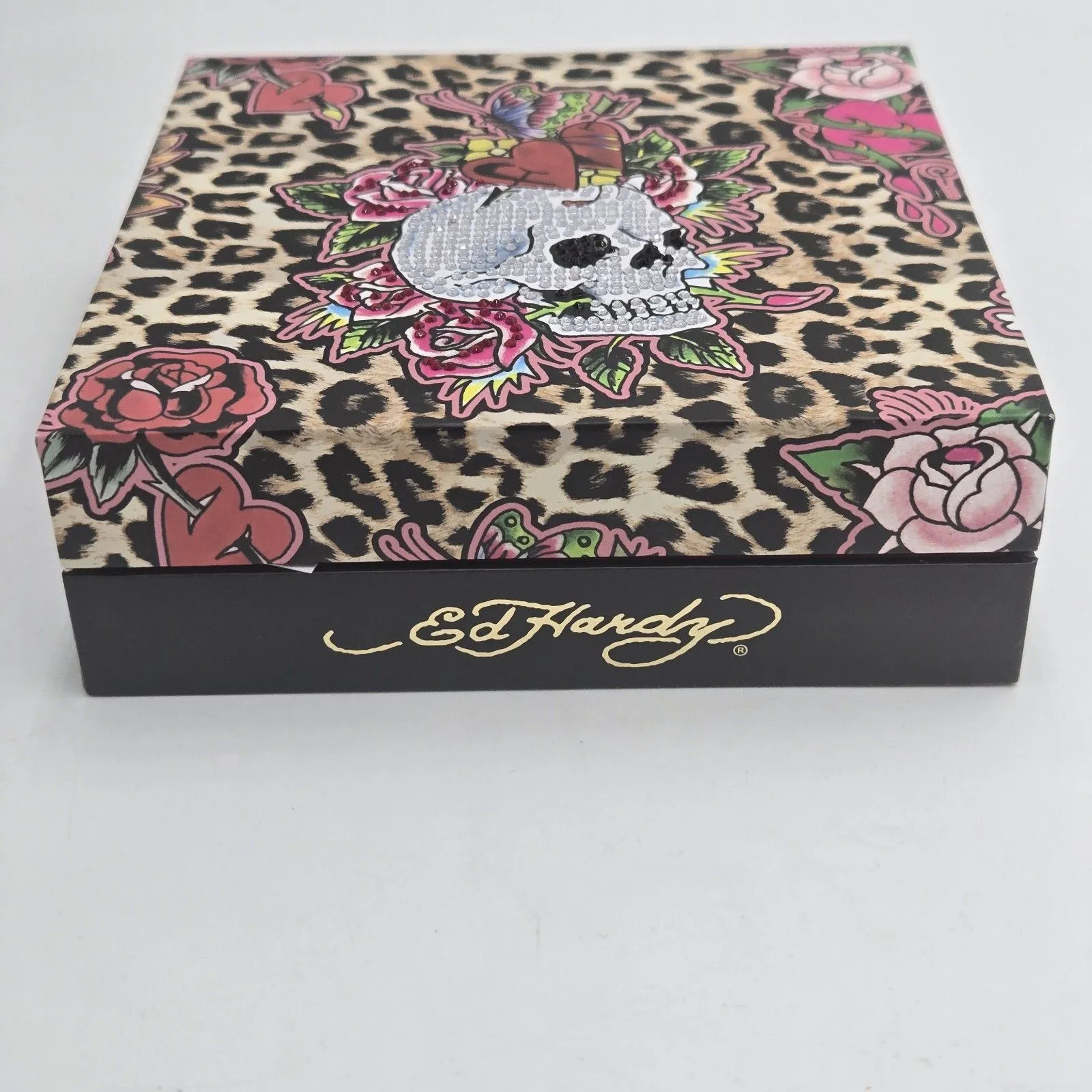 Ed Hardy Women's Tattoo Design Silver Charm Bracelet Round Watch Skull Rose NWT - Image 5