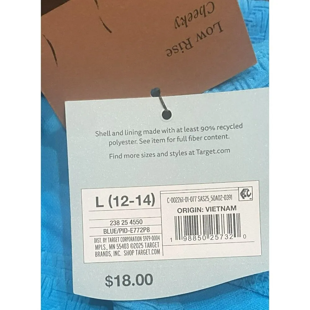 Shade And Shore Bikini Top 36B Cheeky Bottom Large Jacquard Textured‎ Blue NWT - Image 6