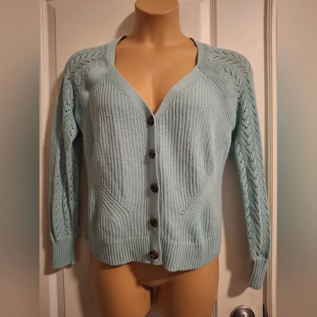 Torrid Sz 00 Women's Light Blue Button-Up Sweater - Image 3