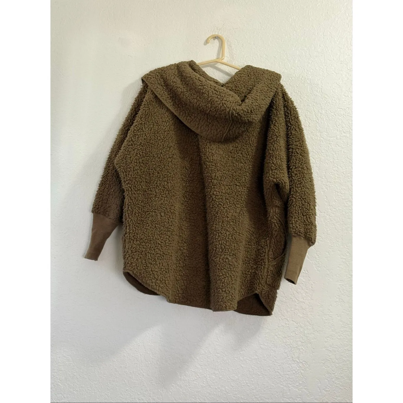 Nordic beach olive u green Sherpa puppy wrap jacket one size fuzzy teddy - Image 3