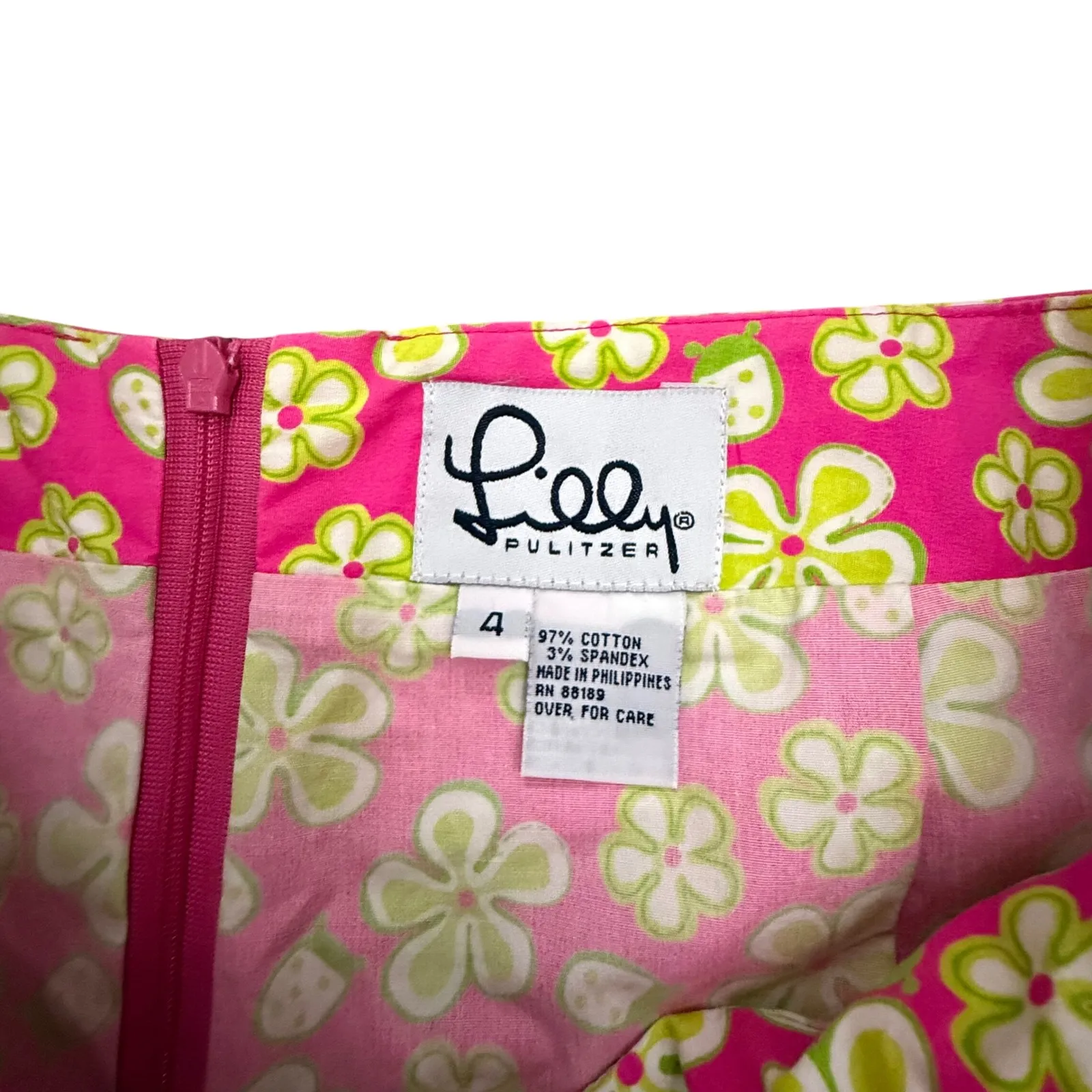 Vintage Lilly Pulitzer Skirt Size 4 Pink Green Floral Print Golf Resort Wear - Image 2