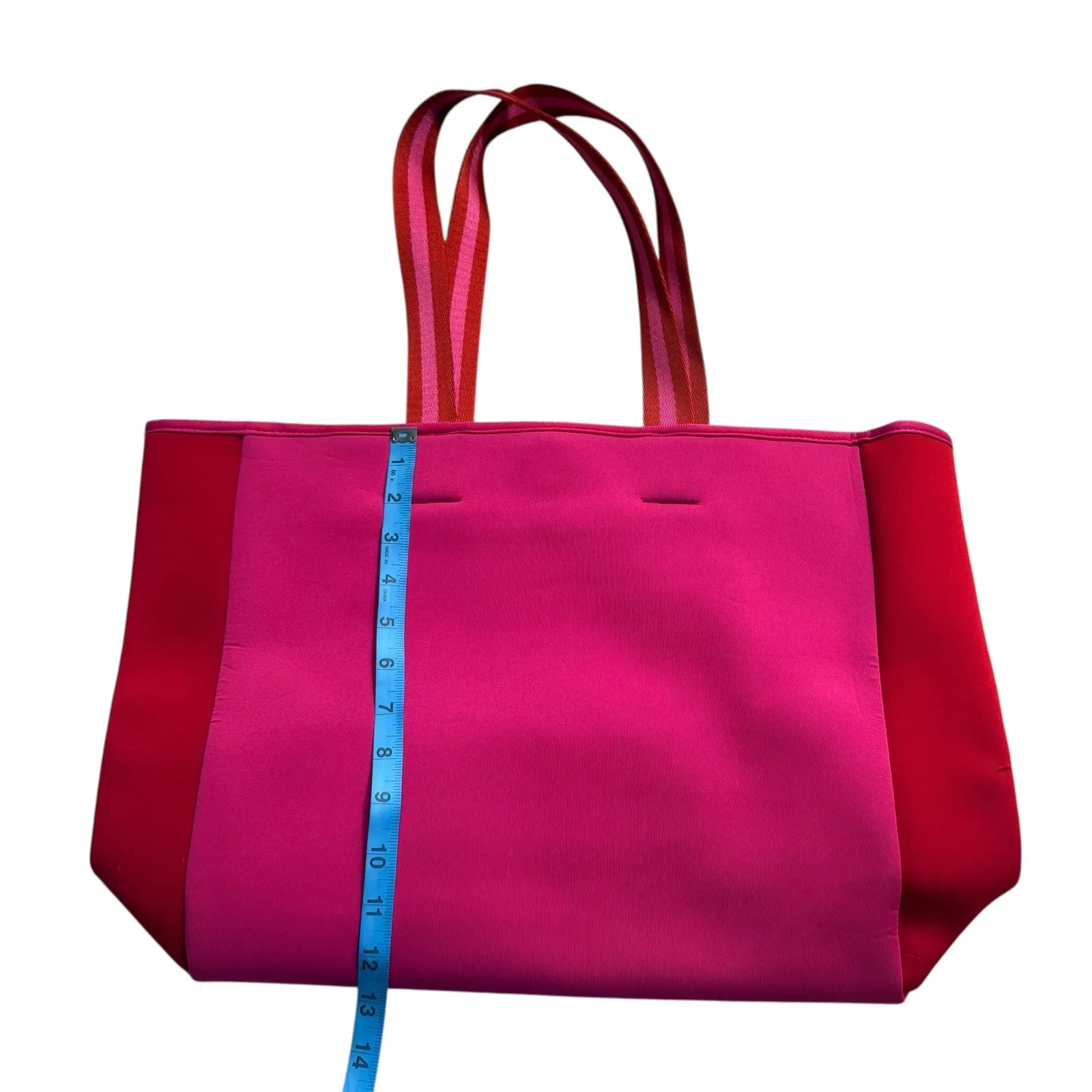 Summersalt Neoprene Beach Tote Hibiscus‎ Lava Colorblock Pink Red Large Bag - Image 5