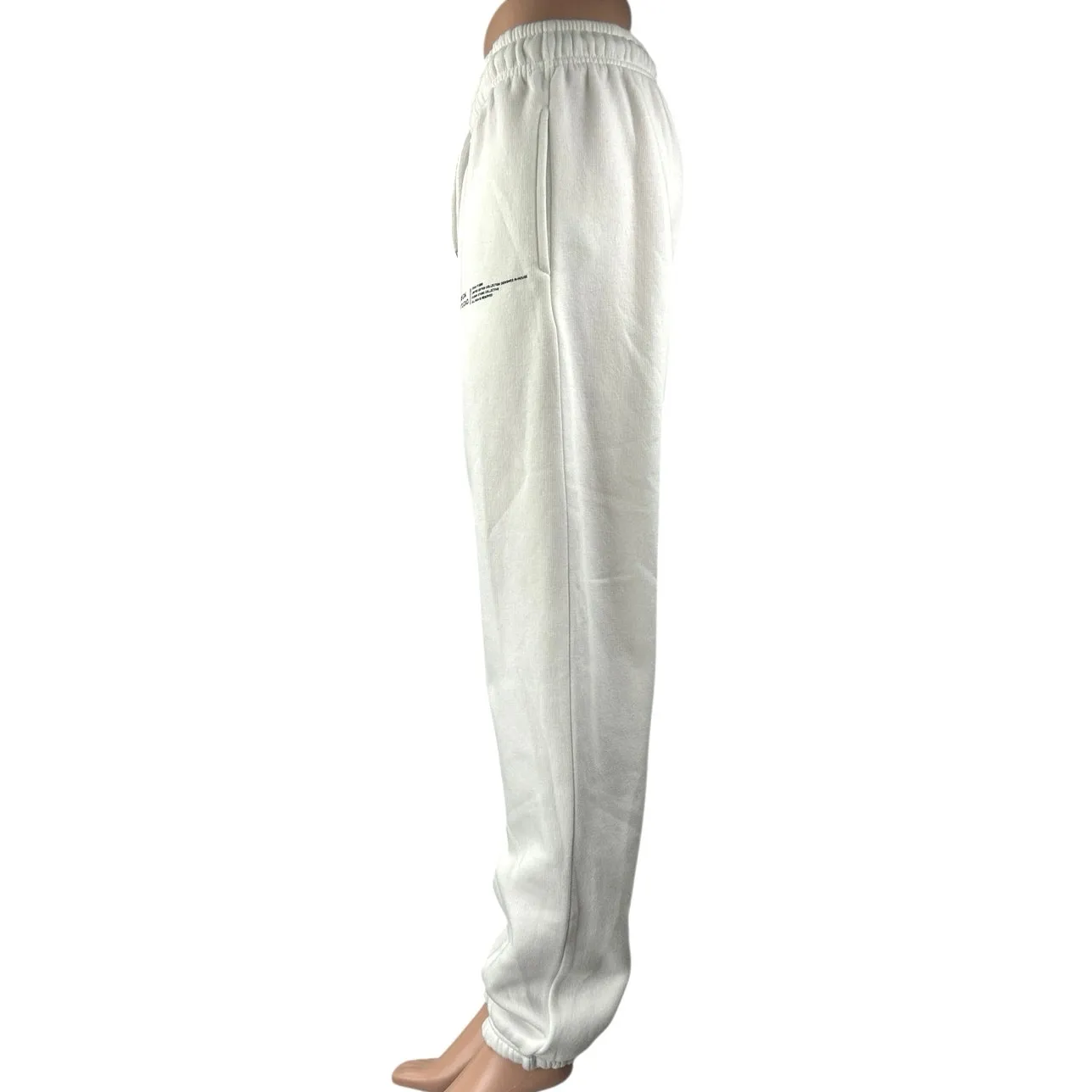 Boohoo White Fleece Drawstring Elastic Waist Tapered Leg Trousers Jogger Pants M - Image 2