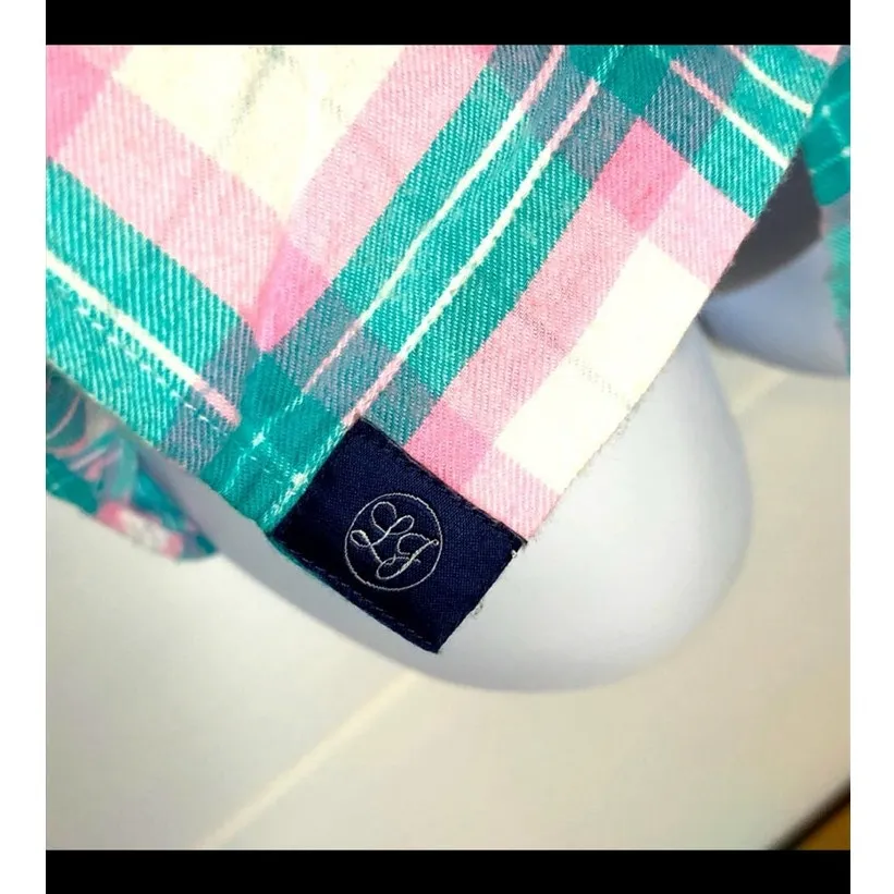 Lauren James Pink Green Plaid Boyfriend Flannel Shirt Medium EUC - Image 11