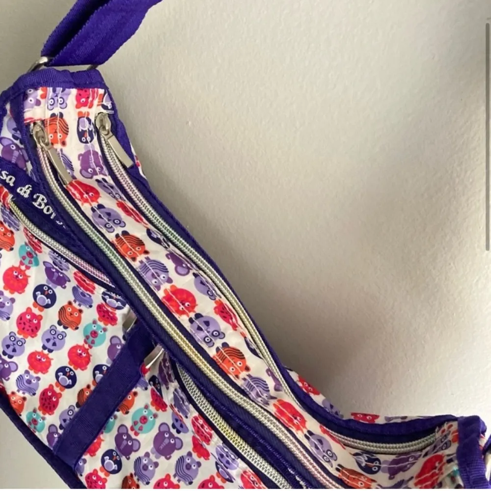 Casa di Borse Moda Italy Graphic Animal Print Crossbody Bag Purple - Image 3